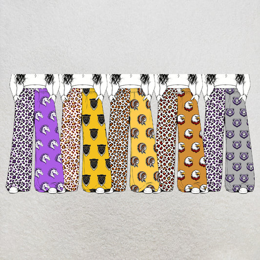custom moq 5 mix size XY071808 Baby Kids Leopard Patchwork Team Pants Casual Daily Sport Bottoms