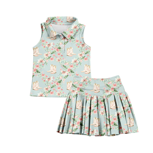 7.2 custom each style moq 5eta 4-6week boot floral  baby girls clothes Yoga Wear girls sets and sleeveless dress