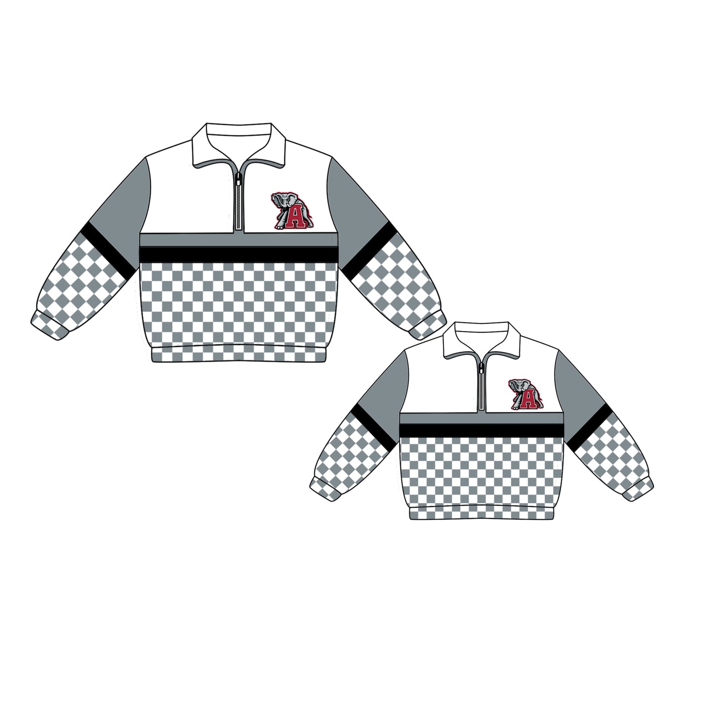 Custom moq 5 mix size milk silk summer teams Daddy and Me Grey Long Sleeve Team Pullover Tee Shirts