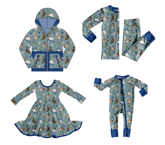 25.8.16 custom each style moq 5 eta 4-6week Sibling Sisters duck baby girl long sleeve pants sets and romper and dress and hooded top match family design