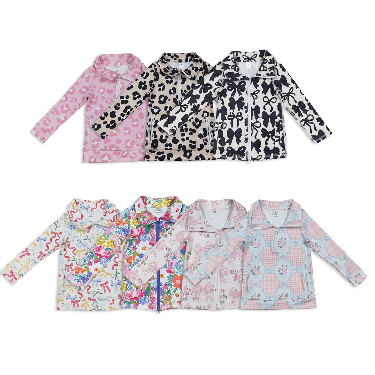 RTS NO MOQ Sibling baby girls clothes yoga Zip-Up Long Sleeve tops
