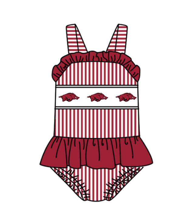 Custom moq 5 mix size milk silk summer teams Baby Girl Red Stripe  Two-Piece Swimsuit Set One Piece Swimsuits Boys Swim Trunks