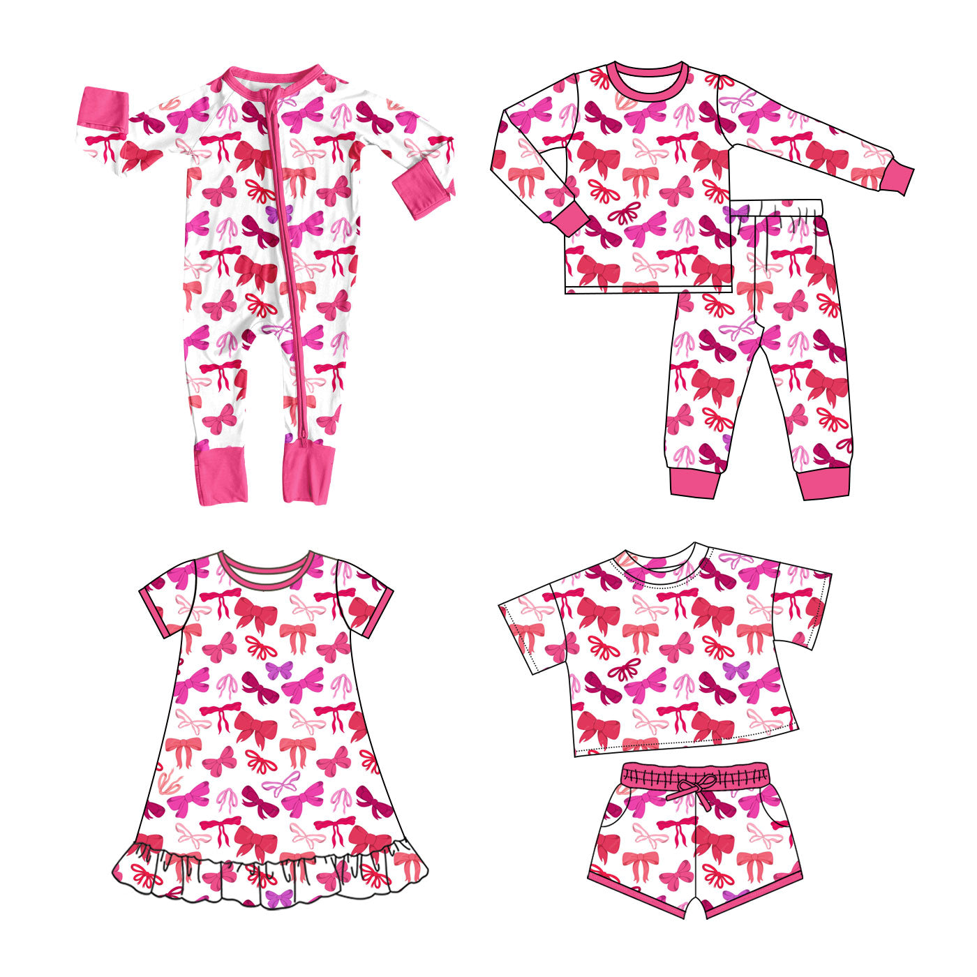 25.10.10 custom each style moq 5 eta 6-8week Sibling Sisters bow baby girl long sleeve pants sets and shorts sets and dress and rompers match family design