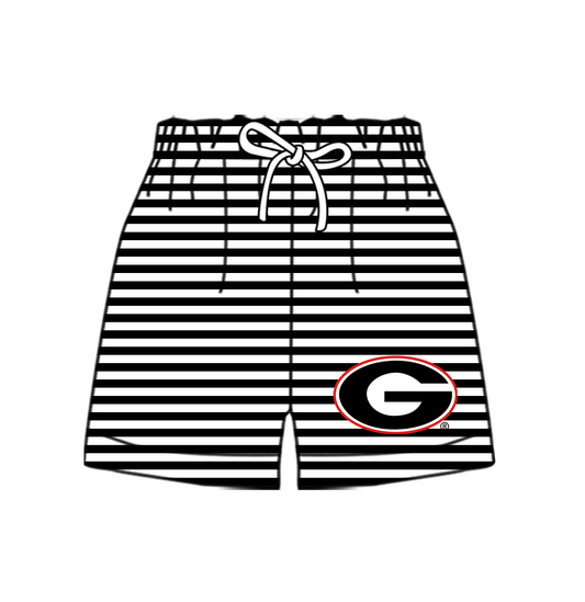 Custom moq 5 mix size milk silk summer teams Baby Black Striped Drawstring Shorts for Children Elastic Waist Kids Summer Shorts
