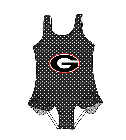 Custom moq 5 mix size milk silk summer teams Black  Baby Girl Sleeveless Polka Dot Lace Onesie Swimsuit Cute Summer Beachwear for Little Girls