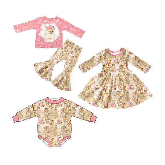 25.6.25 custom each style moq 5eta 4-6week Sibling Sisters Christmas baby girl long sleeve pants sets and dress and rompers match family design