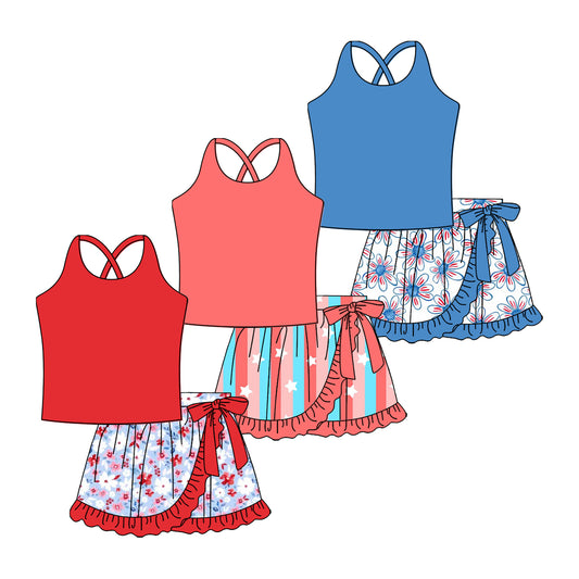 3.18 custom each style moq 5eta 4-6week Sibling Sister baby girls clothes Short sleeve skirts sets 1 and skirts sets 3 match family design