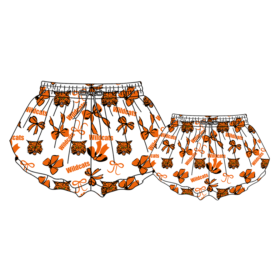 custom moq 5 mix size MSD072102 Kids And Adult Bows Print Yoga Shorts Active Wear Team Bottoms