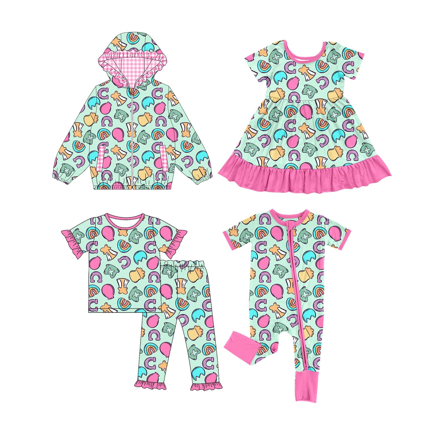 25.9.30 custom each style moq 8 eta 6-8week Sibling Sisters baby girl short sleeve pants sets and dress and rompers and top match family design