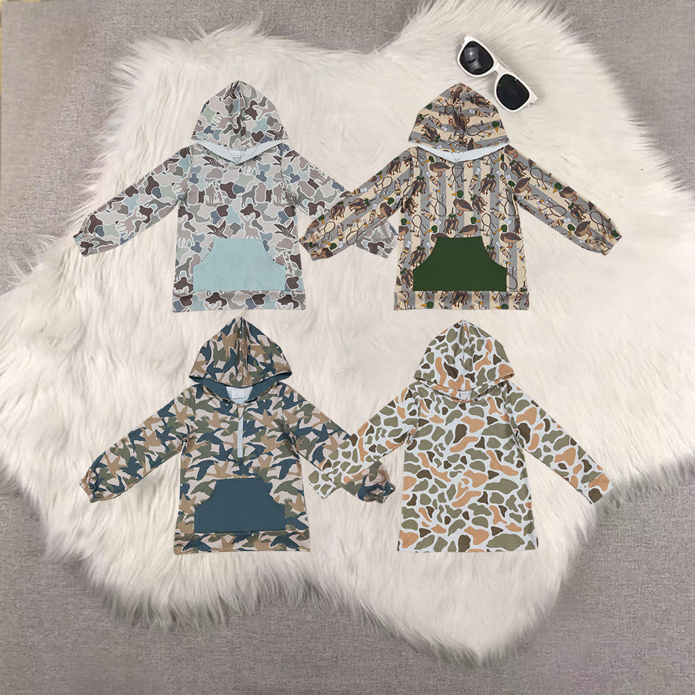 Sibling Baby Boys clothes camouflage Summer Clothes hooded long sleeve tops 4