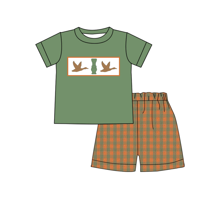 10.25 custom each style moq 5eta 4-6week Sibling Sister duck green baby boys short sleeve shorts sets and rompers match design
