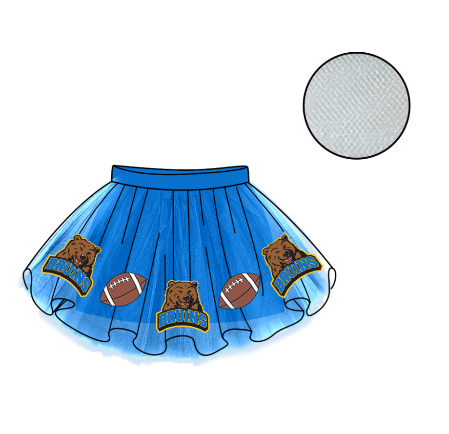 Custom moq 5 mix size milk silk summer teams Baby Girl's Blue Mesh Skirt Summer Team Outfit
