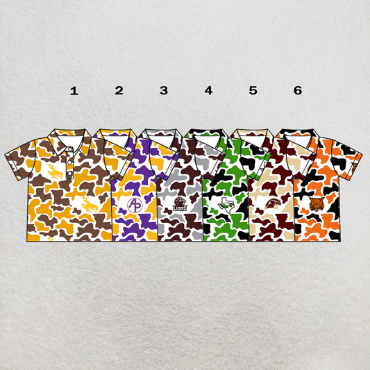 custom moq 5 mix size XY062908 Baby Boys Camouflage Print Short Sleeve Button Polo Shirt Top