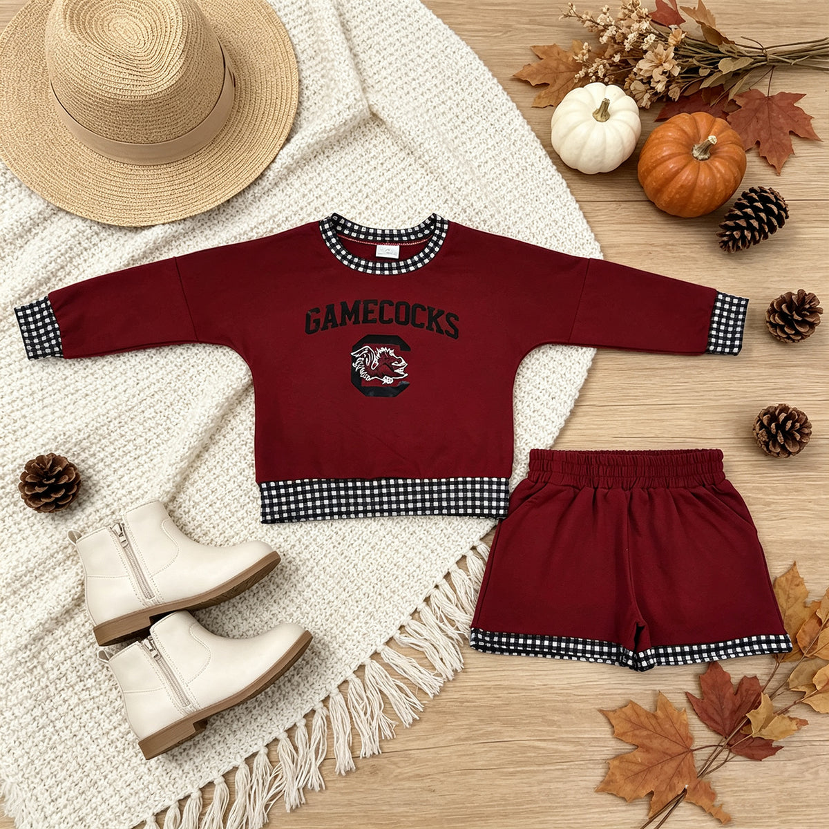NEW RTS NO MOQ Vinyl GLS0169 Baby Boys Vinyl Long Sleeve Top Short Team Clothes Set