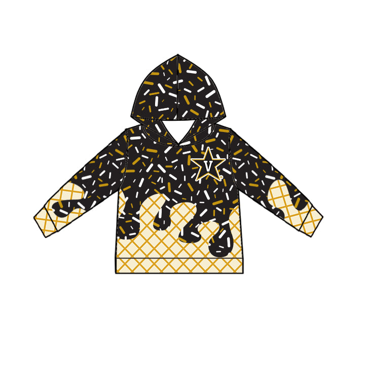 Custom summer teams baby girls clothes team black hooded long sleeve tops and short sleeve top and dress and pants and shorts-25.5.29
