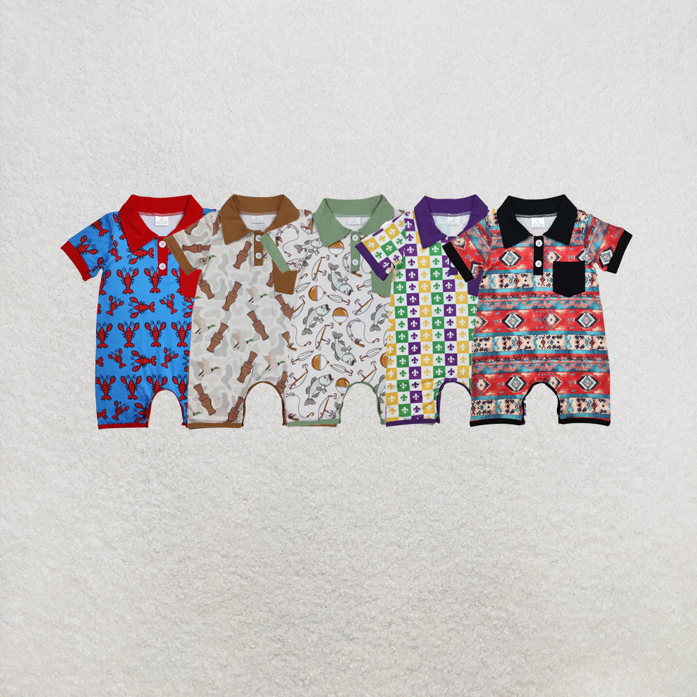 RTS NO MOQ Sibling Baby Infant Boys Pocket Rompers
