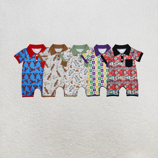 RTS NO MOQ Sibling Baby Infant Boys Pocket Rompers