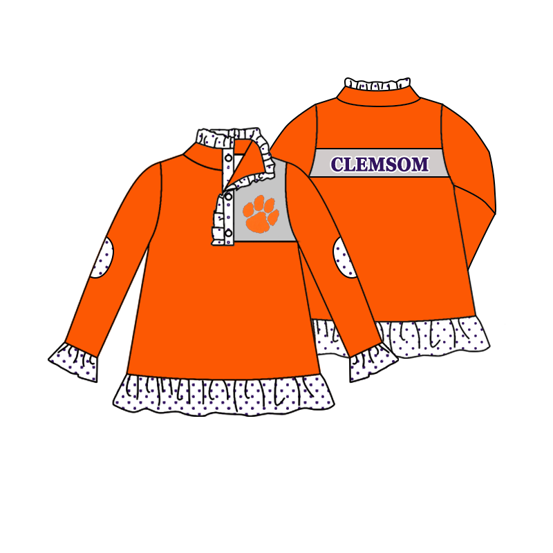 custom moq 5 mix size MSD070902 Baby Girls Long Sleeve Zip Up Pullover Jackets Team Tops