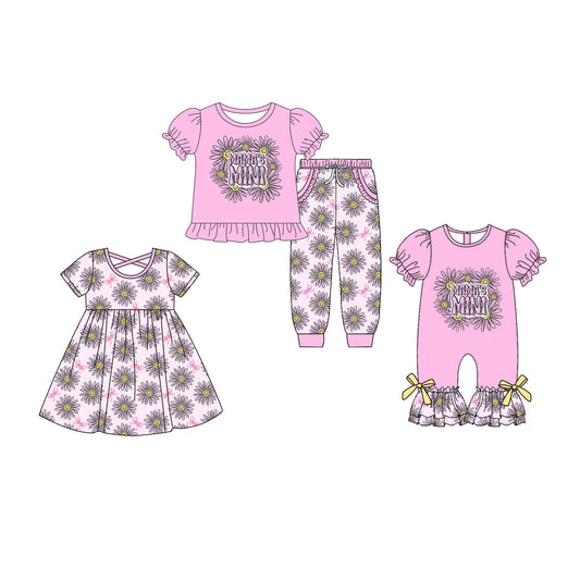 25.9.17 custom each style moq 8 eta 6-8week Sibling Sisters floral baby girl short sleeve pants sets and dress and rompers match family design