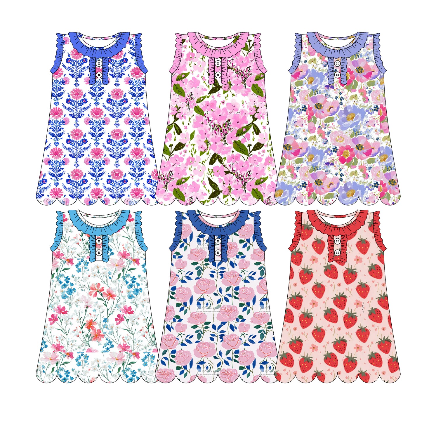 3.10 Custom moq 5 mix size Sibling Baby Girls Flowers Sleeveless Knee Length Dresses