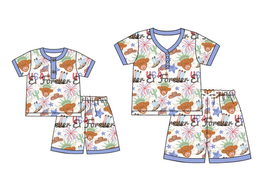 4.22 custom each style moq 5eta 4-6week Sibling Sister USA short sleeve shorts sets and adult sets match design