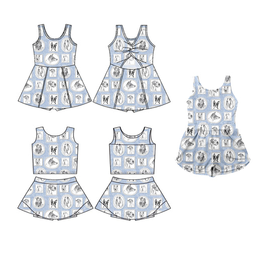 3.20 custom each style moq 5eta 4-6week Sibling Sister baby girls clothes Short sleeve yoga dress 1 and dress 2 and jumpsuit match family design
