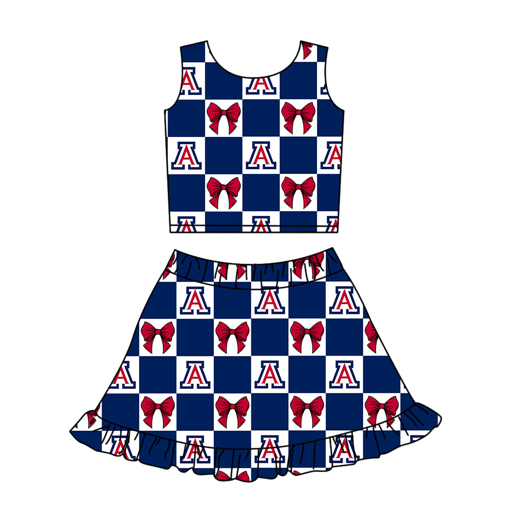 Custom moq 5 mix size Milk Silk Summer Girls' Set 3-Piece Set with Bow and Letter Print Sleeveless Skirt  Includes Dress and Shorts-26.1.27