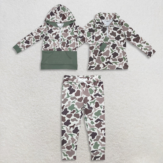 RTS NO MOQ Sibling Baby boys clothes camouflage long-sleeved trousers suit & rompers and tops and top
