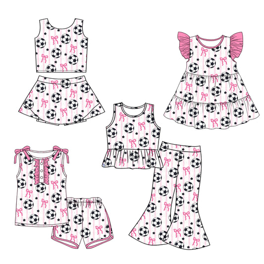 3.9 Custom moq 5 mix size Sibling Baby Girl's Pink Bow Sleeveless Top Shorts Yoga Sets And Short-sleeved shorts Set Cute Dress Outfit