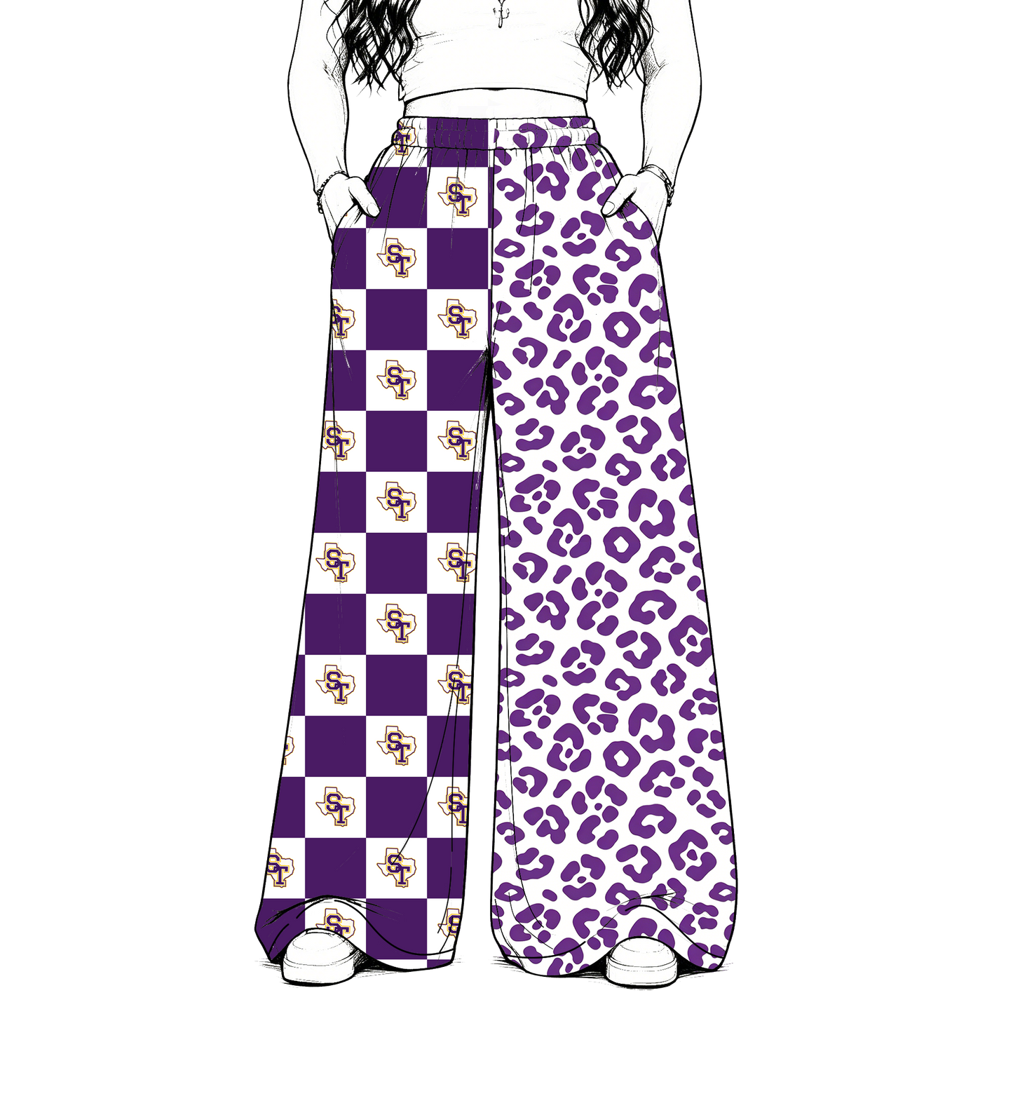 custom moq 5 mix size MSD072302 Baby Kids Team Leopard Checked Patchwork Long Pants Casual Bottom