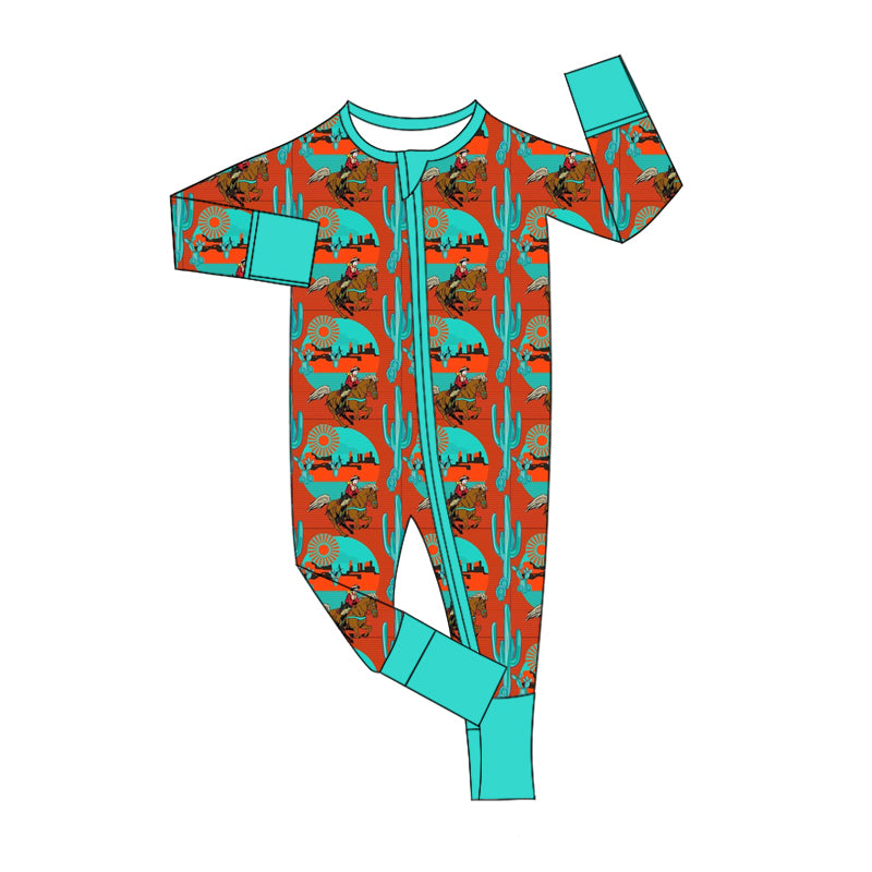 8.17 custom each style moq 5eta 4-6week Sibling Sister catcus riding horse baby boy sets and rompers match family design