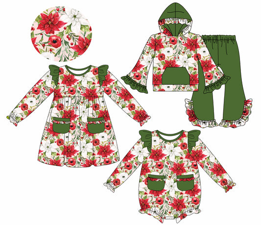 25.7.22 custom each style moq 5eta 4-6week Sibling Sisters floral baby girl long sleeve pants sets and dress and rompers match family design