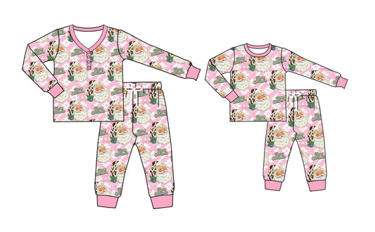 25.5.13 custom each style moq 5eta 4-6week Sibling Sister Christmas long sleeve pants sets and adult sets match design