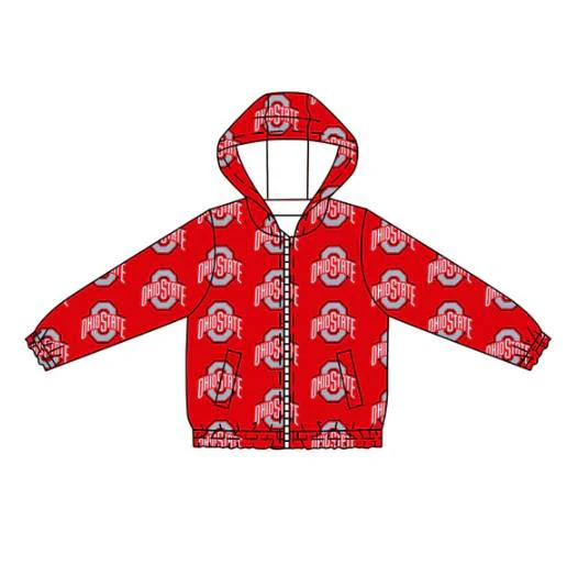 Custom moq 5 mix size milk silk baby girls clothes team red hooded long sleeve jacket-25.7.25