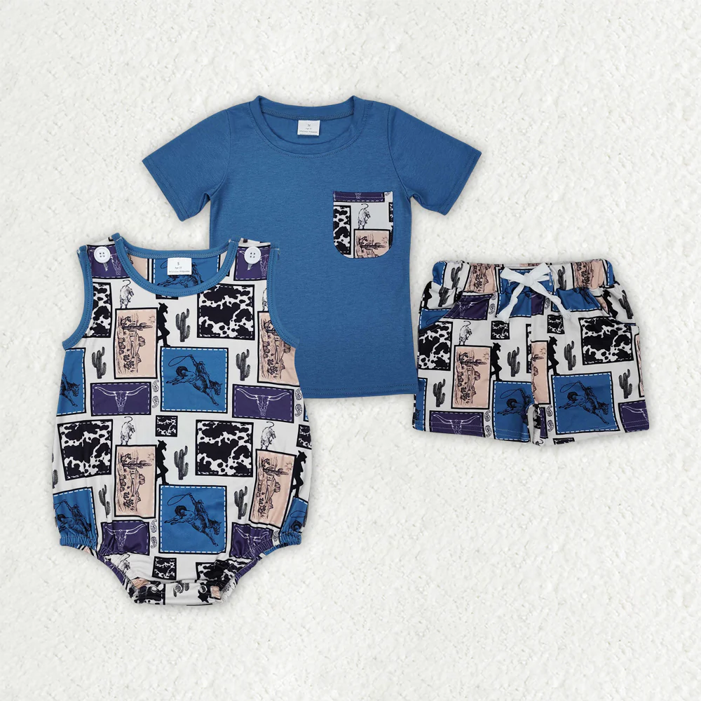 RTS NO MOQ baby Boys short sleeve Clothes Sets and romper