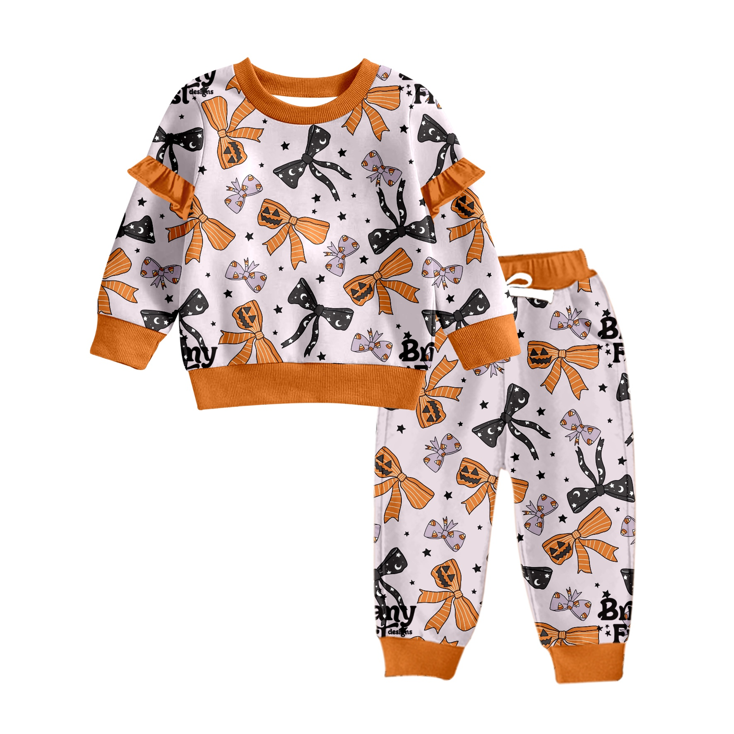 Custom moq 5 each style eta 6-7weeks baby girl clothes bow long sleeve pants sets 8-25.7.29