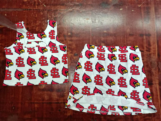 Custom moq 3 eta 6-7weeks baby girls clothes team red sleeveless skirts shorts sets-25.5.9
