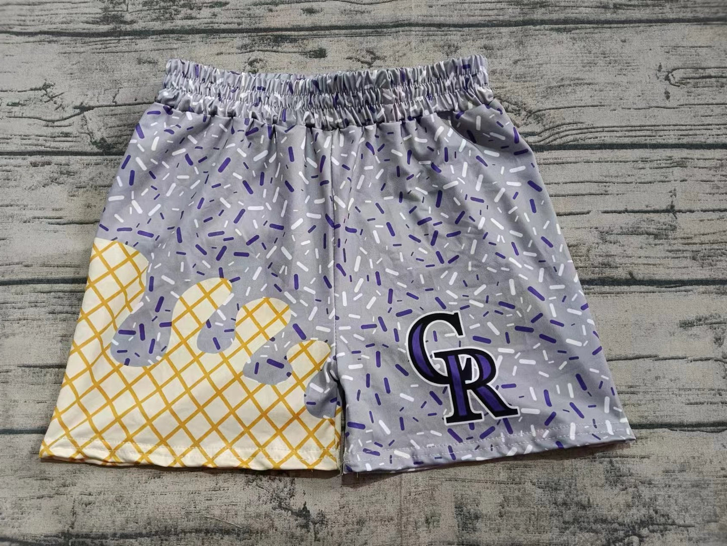 Custom moq 3 eta 6-7weeks kids clothes Gold gray Beach Summer Shorts