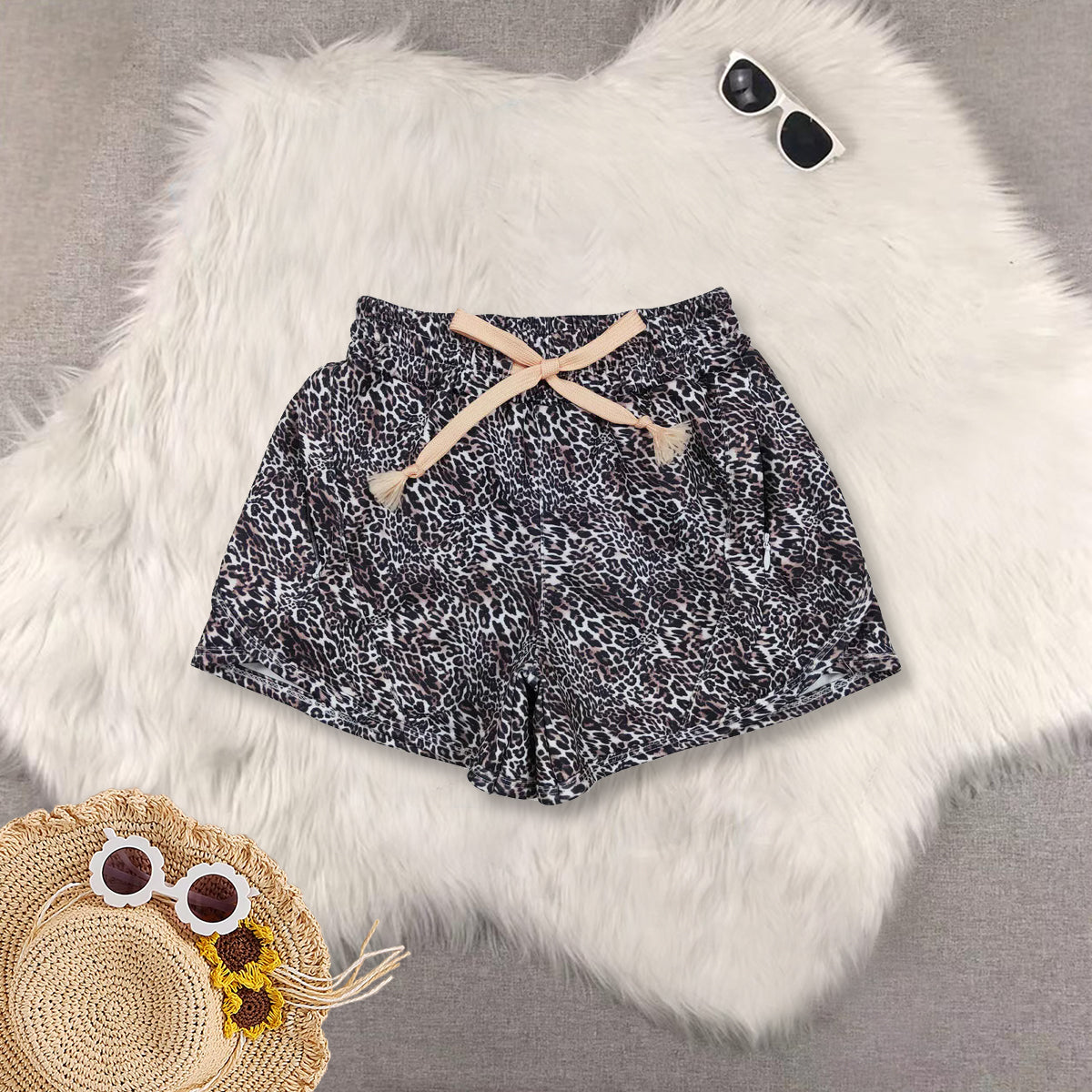 RTS NO MOQ baby girl clothes summer yoga leopard shorts