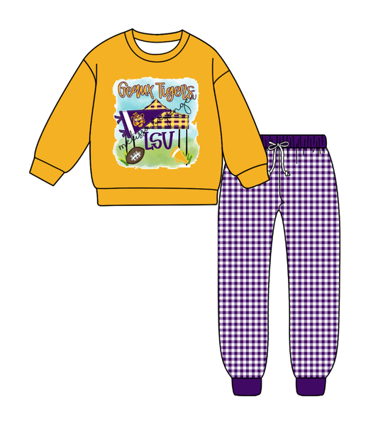 Custom moq 5 mix size milk silk summer teams baby boy clothes yellow long sleeve pants sets-25.9.9