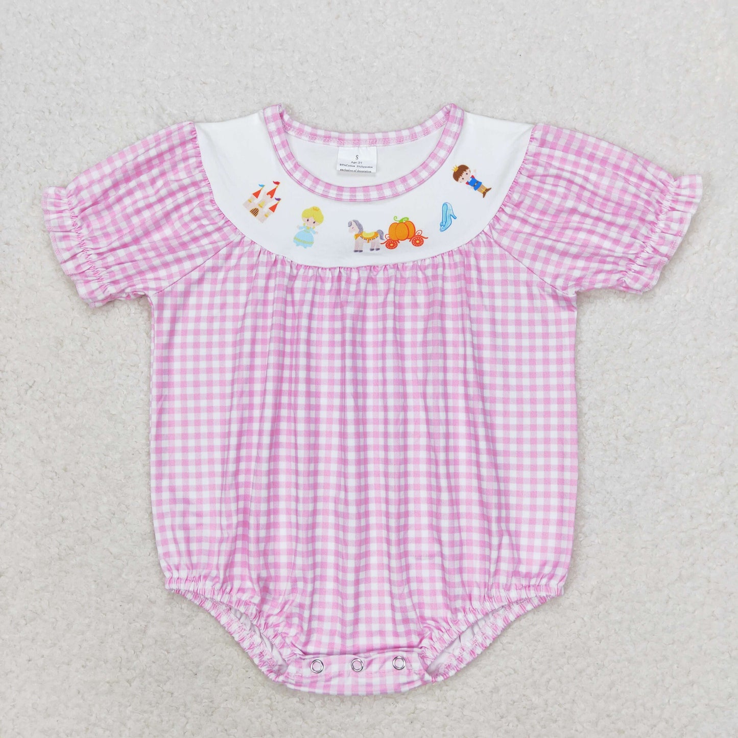 RTS no moq SR1692 Dream pumpkin car pink and white plaid short-sleeved jumpsuit
