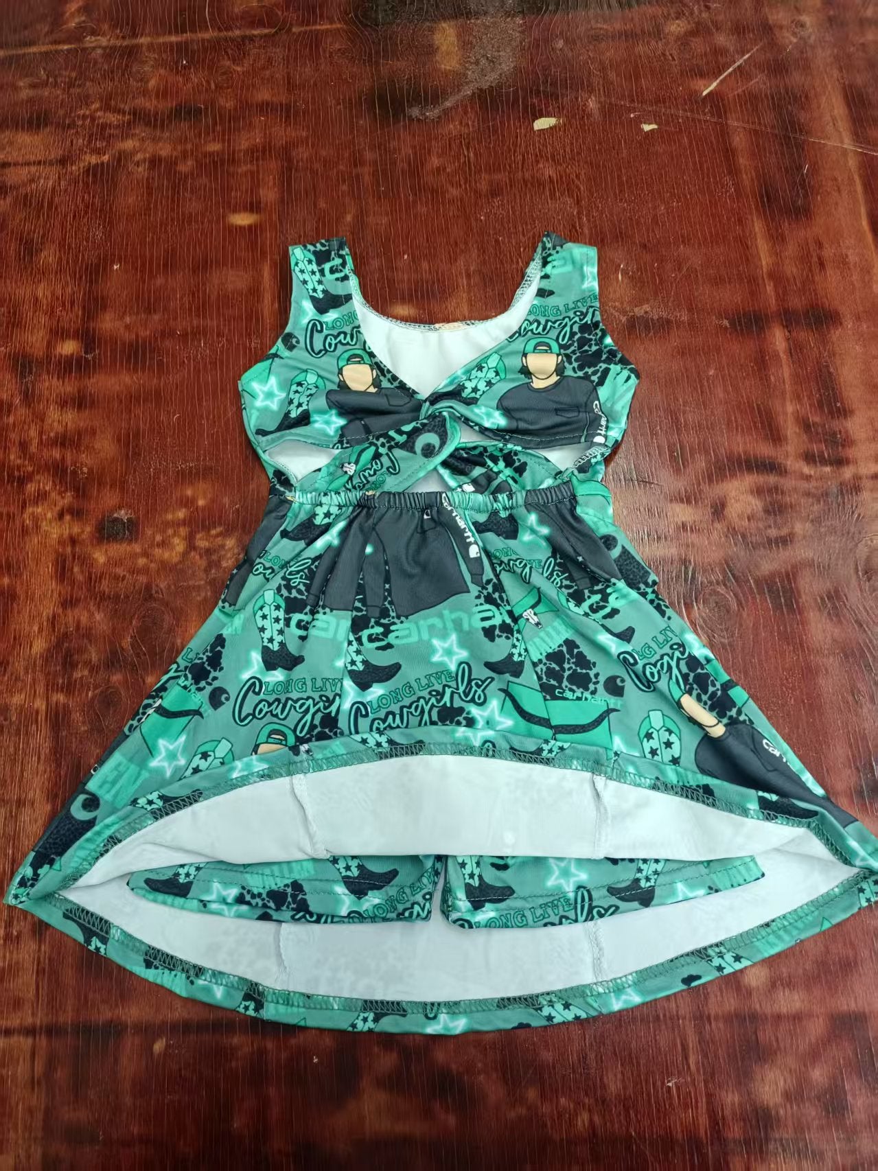Custom moq 3 eta 6-7weeks baby girl clothes Cowgirl sleeveless dress