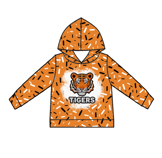 Custom moq 5 mix size milk silk summer team baby girls and boys clothes orange hooded long sleeve top-25.10.24