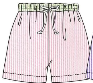 boys light pink seersucker swimming trunks