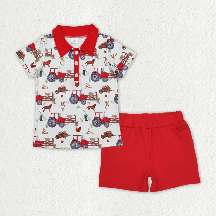 RTS NO MOQ Baby Girls and Boys Short Sleeve Shorts Sets