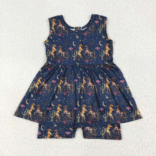 RTS NO MOQ（In Stock) SR3071 Horse cactus navy blue lace sleeveless jumpsuit