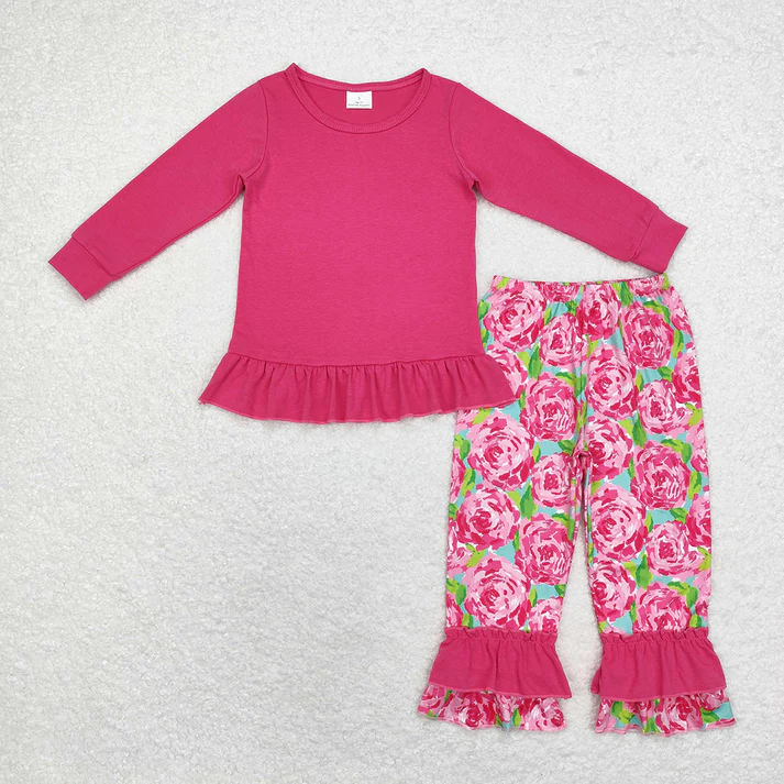 RTS NO MOQ Baby Girl Flower Long Sleeve Trousers Set