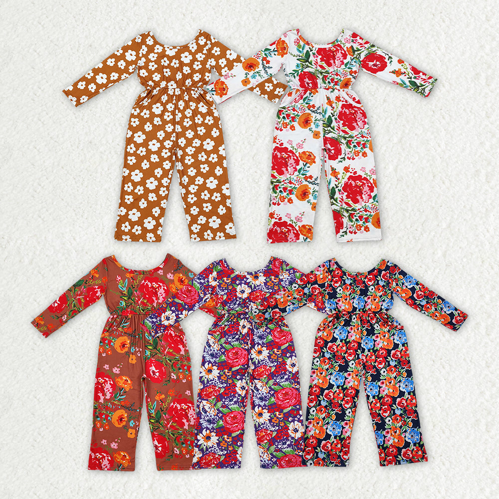 RTS Boys and girls clothes floral long Sleeve jumpsuit