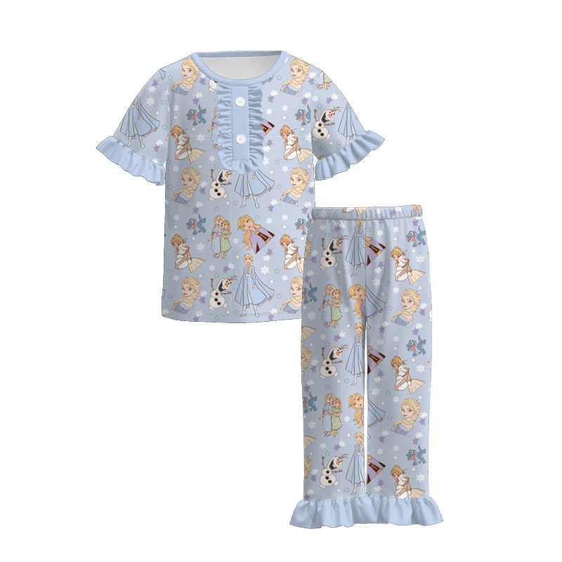 Custom moq 5 each style eta 6-7weeks baby girl short sleeve shorts set and pants sets and top and adult top