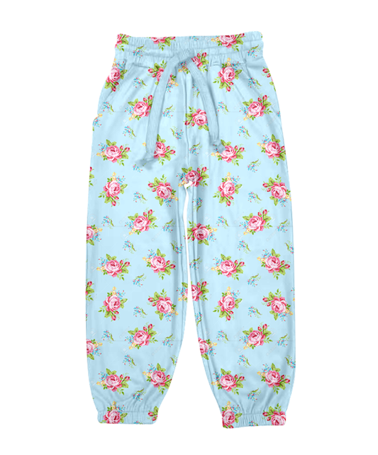 Custom moq 5 each style eta 6-7weeks baby girl clothes floral long pants 2 and adult pants 2-25.8.7